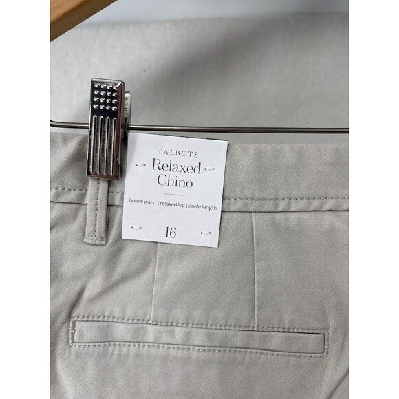 Talbots NWT Relaxed Chino Pants 16 light khaki beige stretch cotton ankle solid - Picture 8 of 8